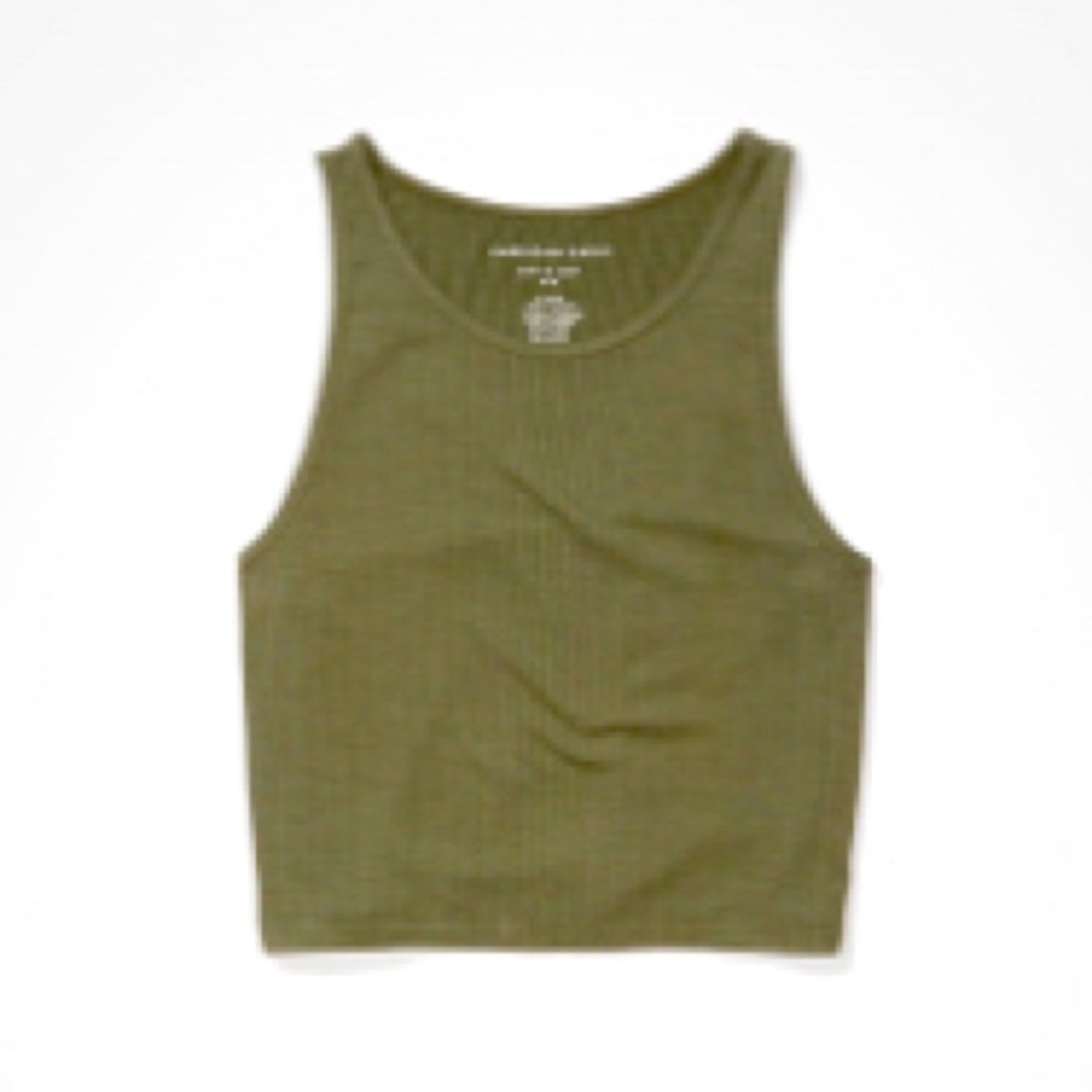 AE High- Neck Crop Tank (olive)